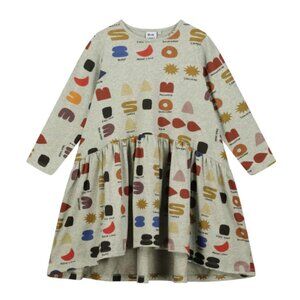 Beau Loves Grey Marl 'What Do You See?' Luna Girls Dress 100% Organic Cotton